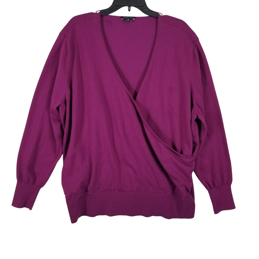 Universal Standard Womens XL US 26-28 Purple Cotton Blend Wrap Front Sweater